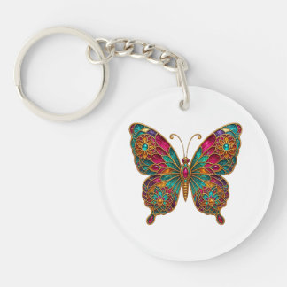 Porte-clés en acrylique papillon mandala bohème co