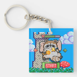 Porte-clés en acrylique Pixel Art Retro Gaming Ani