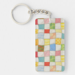 Porte-clés en acrylique rectangle Crazy Quilt