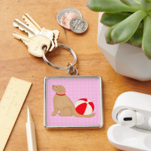 Porte-clés en coton rose Bonbon pour chien Jour de