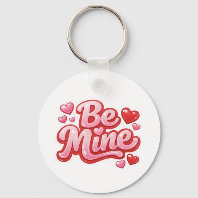 Porte-clés en forme de cœur brillant "Sois à moi" (Recto)