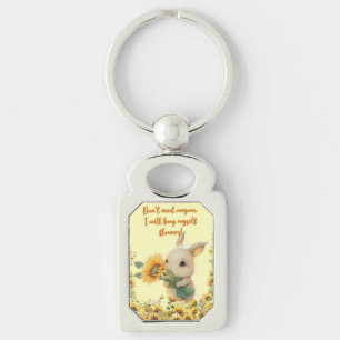 Porte-clés en métal   Lapin mignon tenant un tourn
