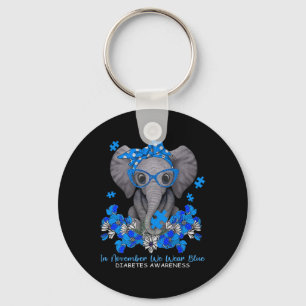 Porte-clés En Novembre, Nous Portons Blue Elephant Diabetes A