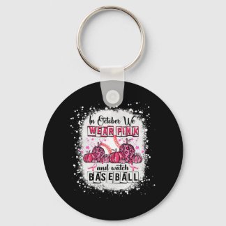 Porte-clés En Octobre, nous portons le baseball rose Cancer d
