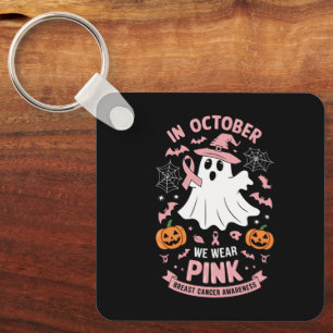 Porte-clés En Octobre Nous Portons Rose Sorcière Fantôme Canc