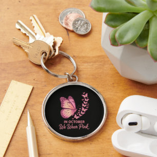 Porte-clés En octobre Papillon Rose Poitrine