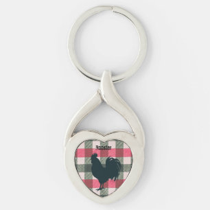 Porte-clés En vichy Rooster personnalisable