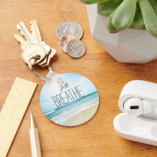 Porte-clés Encouragement personnalisé Just Breathe Beach