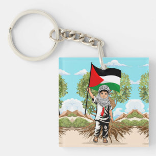 Porte-clés Enfant avec le drapeau de Keffiyeh Palestine