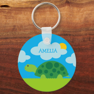 Porte-clés enfant cartoon tortue verte mignonne