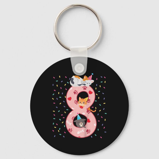 Porte-clés Enfants 8e anniversaire fille mignonne tenue de ch (Recto)