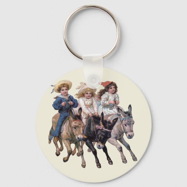 Porte-clés Enfants et chevaux victoriens (Recto)