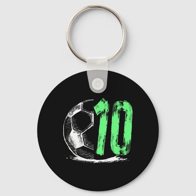 Porte-clés Enfants Football 10 ans garçon fête d'anniversaire (Recto)
