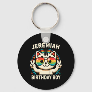 Porte-clés Enfants Nom Jeremiah Anniversaire Garçon Chat