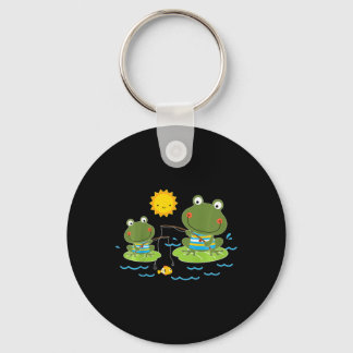 Porte-clés Enfants pêchant des grenouilles joli pêcheur