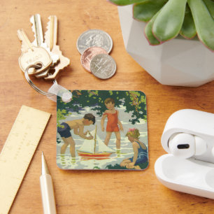 Porte-clés Enfants vintages Jouer Jouet Bateaux à voile Étang