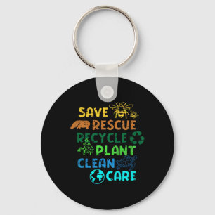 Porte-clés Enregistrer Secourir Recycler Planète Changement c