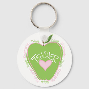 Porte-clés Enseignant de jardin d'enfants rose et vert pomme