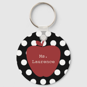 Porte-clés Enseignant Pomme Rouge et Poka Dot