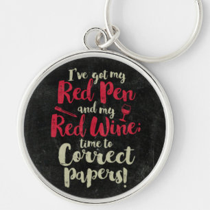 Porte-clés Enseignant Rouge Stylo Rouge Vin
