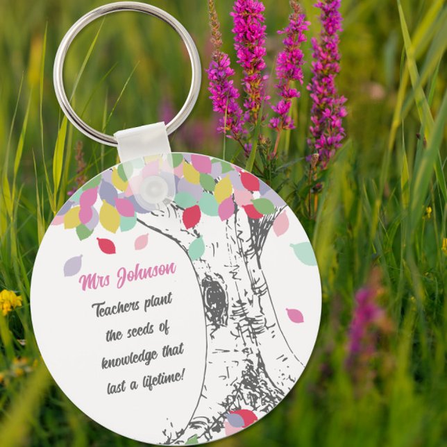 Porte-clés Enseignants Plante la graine de la connaissance Ar (Créateur téléchargé)