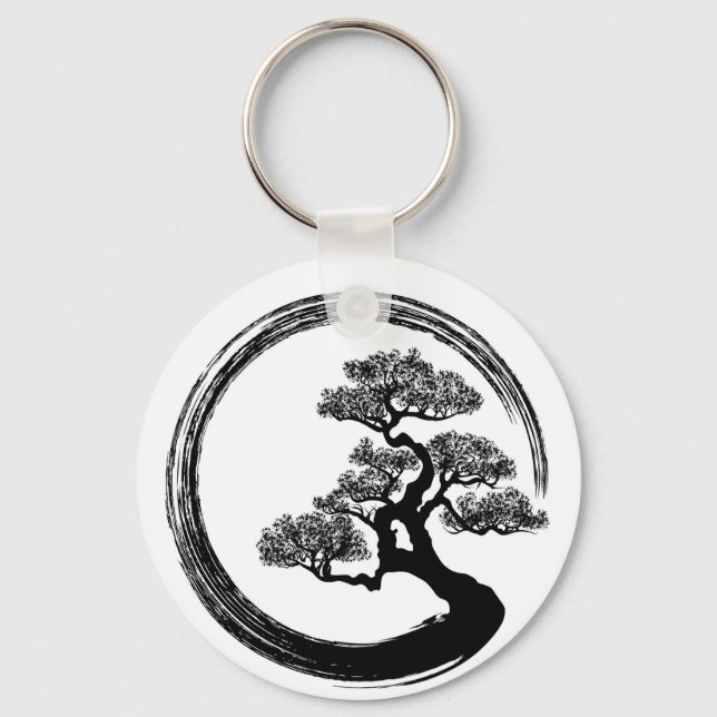 Porte-clés Enso Zen Circle et Bonsai Tree (Recto)
