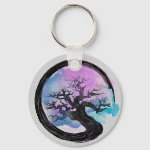 Porte-clés Enso Zen Circle et Bonsai Tree Enk d'alcool