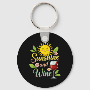 Porte-clés Ensoleillement et vin T-shirt drôle de jeu de mots