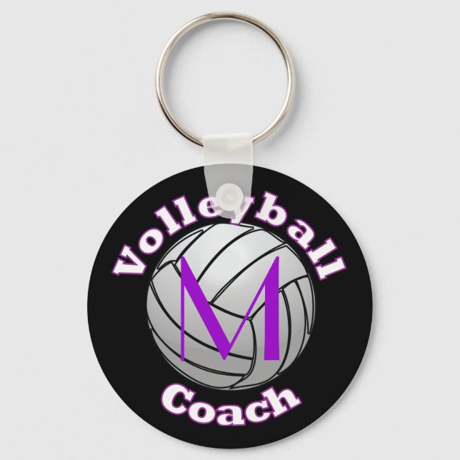 Porte-clés Entraîneur de volley-ball avec violet initial (Recto)