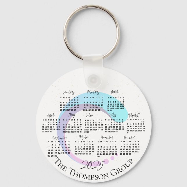 Porte-clés Entreprise Élégante Nom Logo Calendrier (Recto)