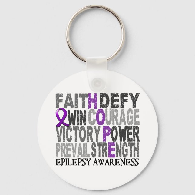 Porte-clés Epilepsie du collage de mots d'espoir (Recto)