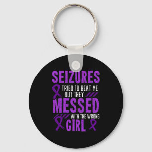 Porte-clés Epilepsy Seizure Neurological Disorder Purple Ribb