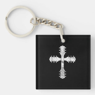 Porte-clés équipe chrétienne de culte guitare cross
