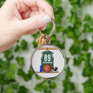 Porte-clés Équipe cycliste Personalized Green and White Baske