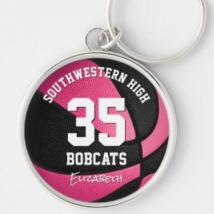 Porte-clés équipe de basket-ball des filles noires roses
