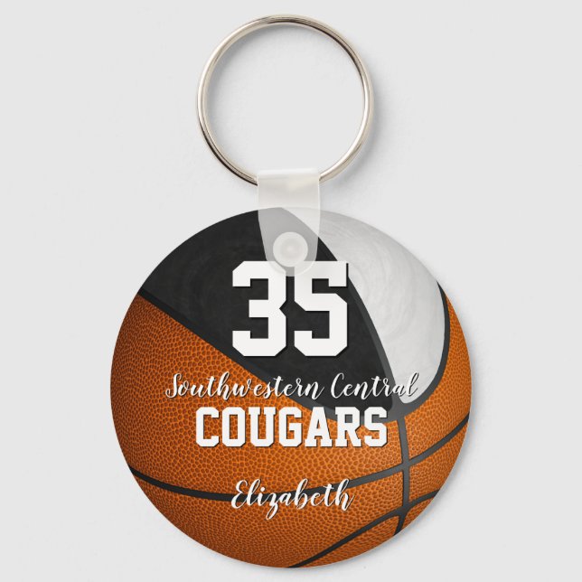 Porte-clés équipe de basket-ball noir blanc (Recto)