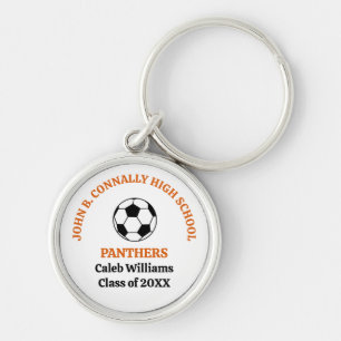 Porte-clés Équipe de football personnalisée du lycée Orange