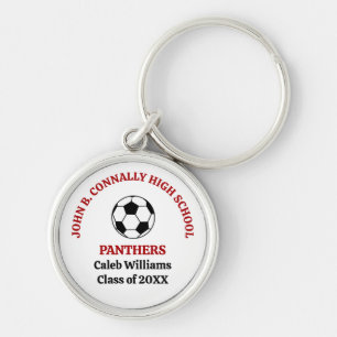 Porte-clés Équipe de football personnalisée du lycée rouge