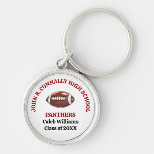 Porte-clés Équipe de football rouge du lycée personnalisée