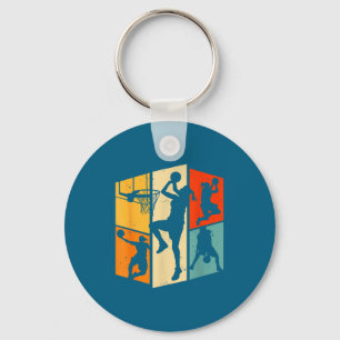 Porte-clés Équipe de joueur de basketball silhouette vintage 
