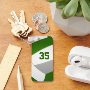 Porte-clés équipe de volley-ball gris vert couleurs nom de l'