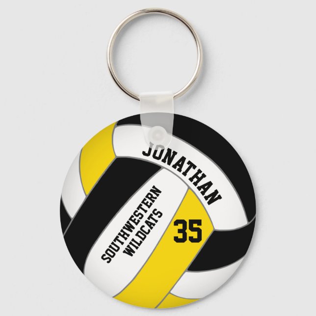 Porte-clés équipe d'or noir nom garçons volley-ball (Recto)