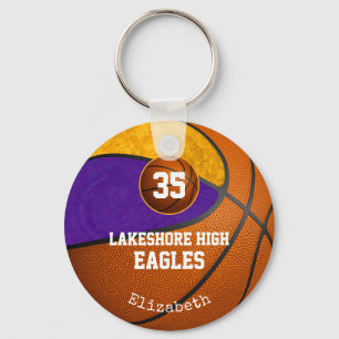 Porte-clés équipe d'or violet esprit de basket-ball filles