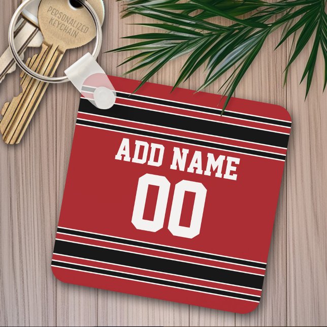 Porte-clés Équipe Jersey avec nom et numéro personnalisés (Personalized keychain - Sports Jersey Theme)