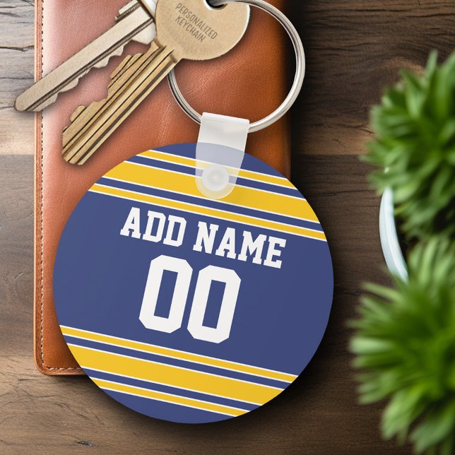 Porte-clés Équipe Jersey avec nom et numéro personnalisés (Personalized Keychain - Sports Jersey Football Theme)