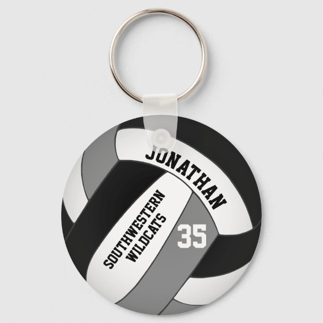 Porte-clés équipe noire grise couleurs volley (Recto)
