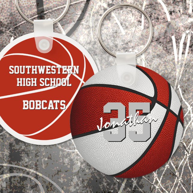 Porte-clés équipe rouge blanc couleurs basketball fête faveur (Créateur téléchargé)