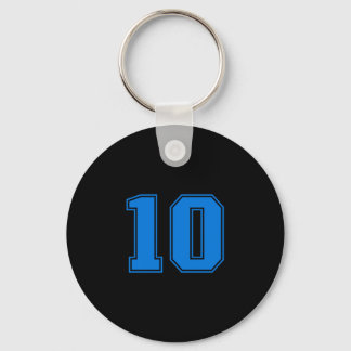 Porte-clés Équipe sportive bleue uni numéro #10 tri-blend pre