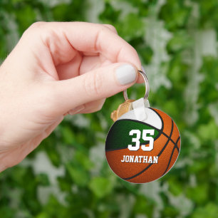 Porte-clés équipe verte blanc couleurs réaliste basketball