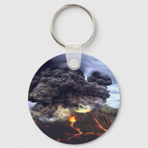 Porte-clés Éruption du volcan sur la montagne